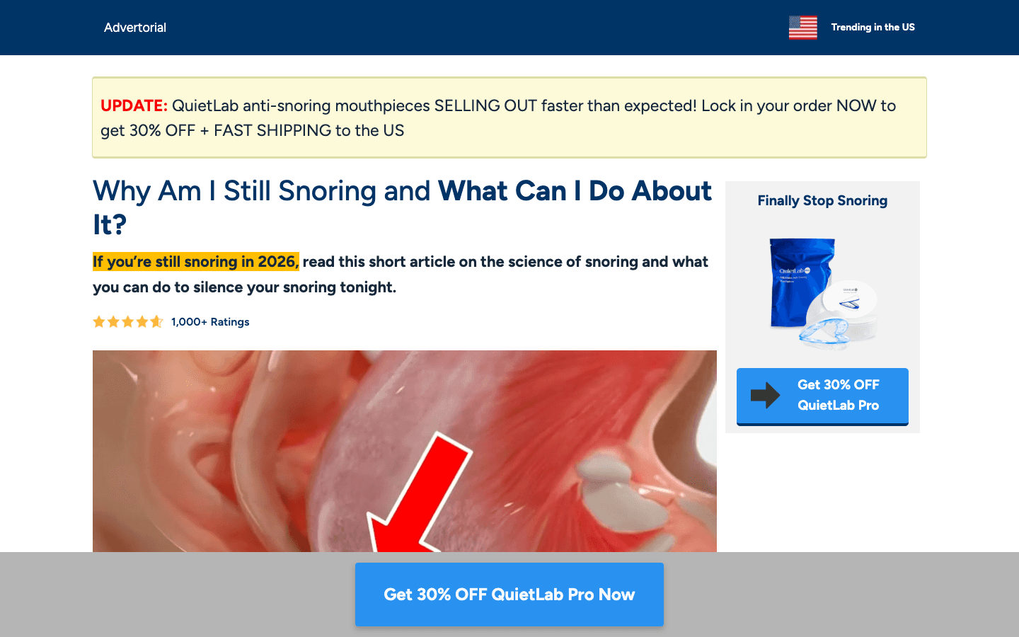QuietLab landing page