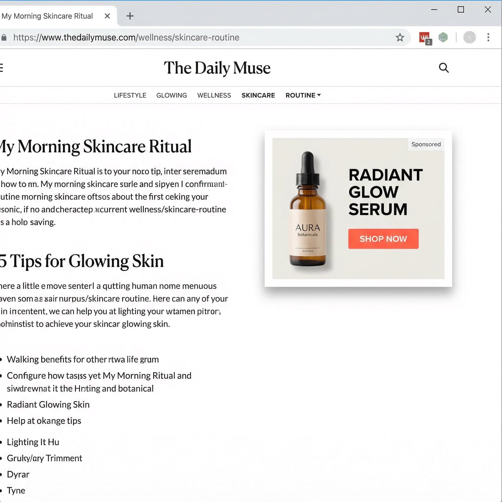 Banner ad on website